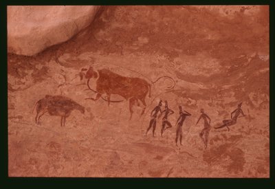 Cows and human figures by Prehistoric